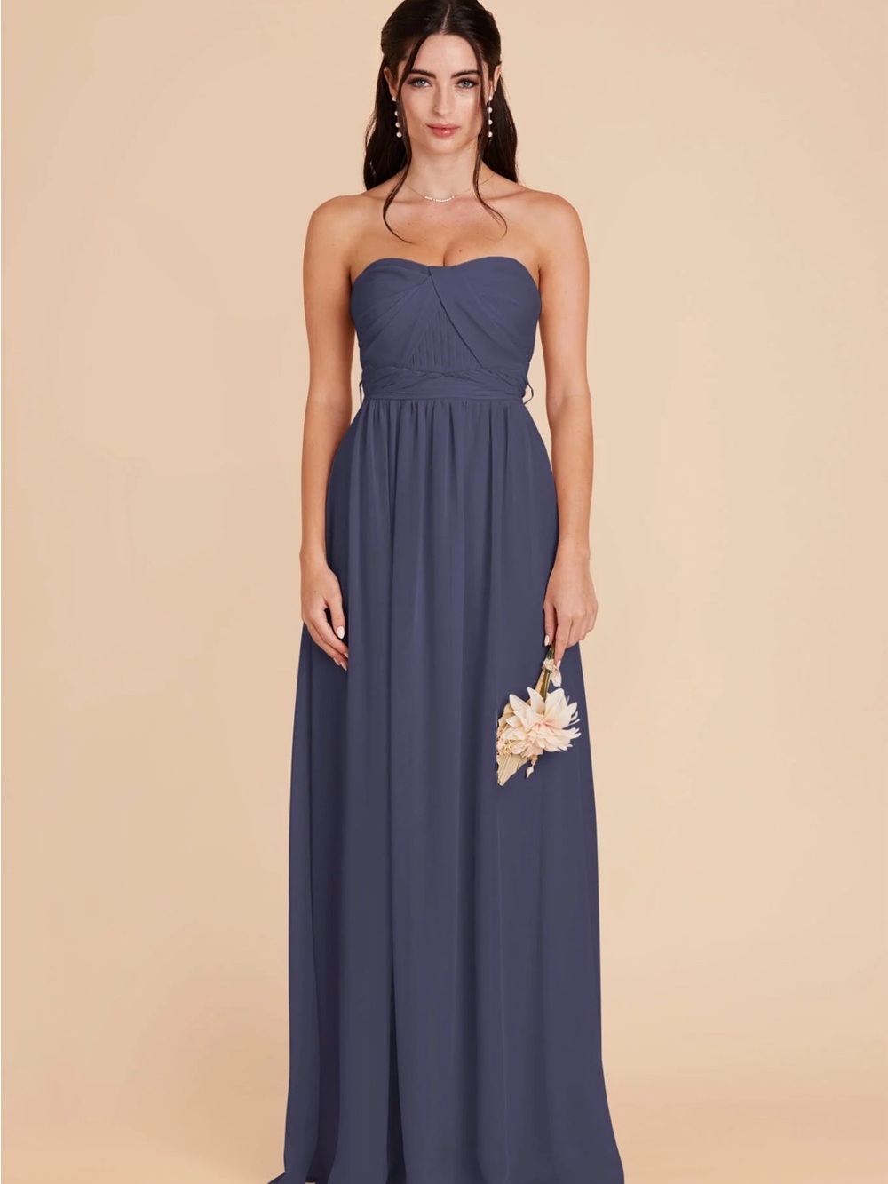 Navy Blue Chiffon Maxi Dress